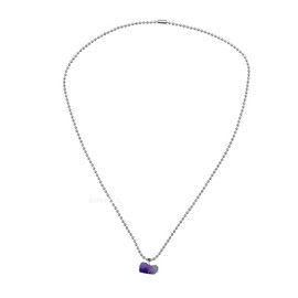 ROSELLA Seventeen Necklace, One Point, Ball Chain, Sebuchi Worn Motif, 23.6 inches (60 cm), Purple, Fake Stone