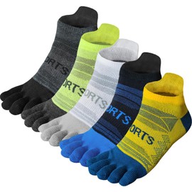 Vraquir Men's Socks, Five Toes, Ankle Socks, Sweat Absorbent, Quick Drying, Breathable, Short Socks, 9.4 - 11.0 inches (24 - 28 cm), Tear-resistant, Durable Socks, For All Seasons, 5 Pairs Set (D, 5 Pairs Set)