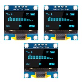 QIQIAZI 0.96 Inch OLED Display I2C Module, 3 Pieces I2C Display Module 128 x 64 Pixel I2C Screen Display Module Compatible with Arduino and Raspberry Pi (Blue)