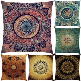 Hodeacc 6 Pcs Decorative Soft Cotton Linen Cushion Covers,Square Throw Pillow Covers Pillowcases for Sofa Couch Bed Chair,18 x 18 Inch,CASE ONLY