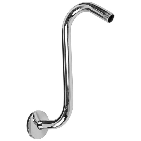 Shower Head Extension Arm with Flange,"S" Shaped Shower Head Riser Extension Arm, 10 inch Chrome Shower Pipe Extension
