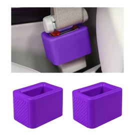 KVAEY 2 PCS Seat Belt Buckle Holder, Silicone Seatbelt Buckle Booster for Rear Seats, Seat Belt Buckle Holder to Make Receptacle Stand Upright for Easy Access, Car Accessories (Purple)