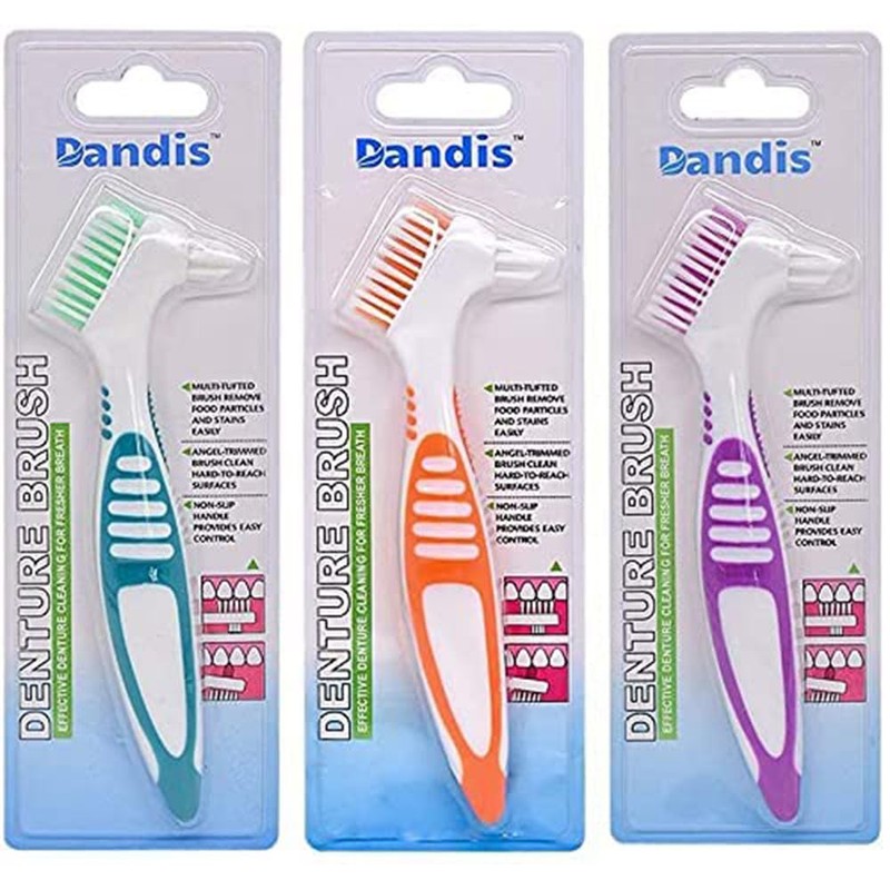 Chargenyang 3 Pack Denture Cleaning Brush Set Hard Denture Toothbrush
