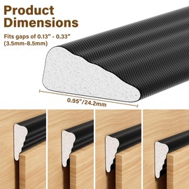 GCJUYA 118” Wedge Shape Window Weather Stripping, Door Seal Strip, Foam Window Insulation Seal, Soundproofing Self Adhesive Tape Filler for Gap, Noise Drafts Blocker, Easy to Install, Black