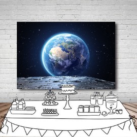 LYWYGG 7X5FT Outer Space Party Backdrop Space Backdrop Planet Birthday Backdrops Astronaut Party Decorations CP-415