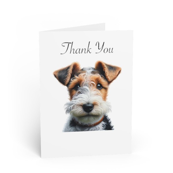 DistinctInk Greeting Card/Note Card -Wire Fox Terrier Puppy Colored Pencil