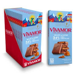Vivamor Premium Milk Chocolate Bar, Dulce De Leche, 2.82 oz, Pack of 12