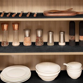 Rosenstein & Söhne Fridge Liner: Set of 2 Drawer Non-Slip Mats, Food-Safe, 50 x 150 cm, Black (Refrigerator Drawer Liner, Kitchen Mats)