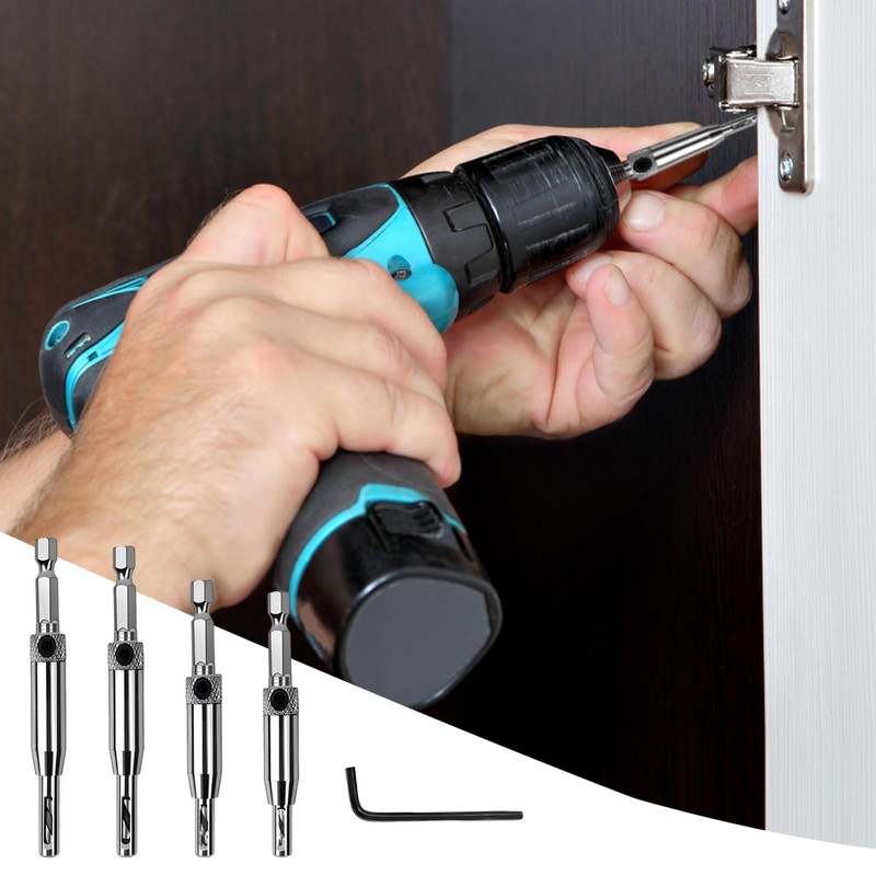 ZSRVAJ 4 Pcs Self Centering Drill Bit, Hinge Hardware Pilot
