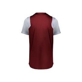 Russell Athletic Men's Adult Performance Two-Button Color Block Jersey: Step Up Your Game with Comfort and Style, Cardinal/Baseball Grey, XX-Large