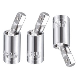 TA-VIGOR 3Pcs 1/4 Inch Drive Universal Joint Swivel Socket, Cr-V Steel Deep Socket Adapter with 360° Swivel Connection, Spring-Loaded Detent Ball for Ratchets and Hand Tools