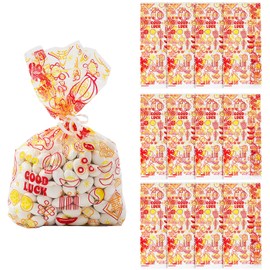 Fun Express Festive Chinese New Year Red & Yellow Cellophane Favor Bags - 5" x 11.5" (Pack of 12) - Perfect for Chinese New Year, Lunar New Year Parties & More