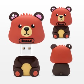 leizhan 64 GB USB Flash Drive USB Memory Stick USB Pen Cute Brown Bear Design Memory Stick Suitable for Children Students Graduation Gift Souvenir - Brown Bear