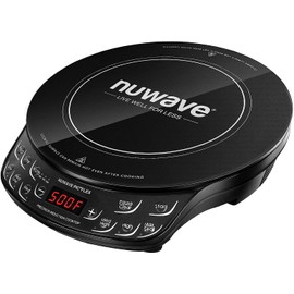 Nuwave Flex Precision Induction Cooktop, 10.25” Shatter-Proof Ceramic Glass, 6.5” Heating Coil, 45 Temps from 100°F to 500°F, 3 Wattage Settings 600, 900 & 1300 Watts, Black (Renewed)