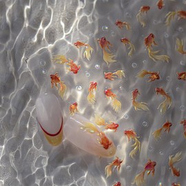 2Pcs Goldfish Nail Art Stickers 5D Embossed Lucky Koi Fish Nail Decals Sparkly Koi Lotus Chinese Style Nail Art Decorations Self-Adhesive Nails Supplies for Women Girls Manicure Accessories