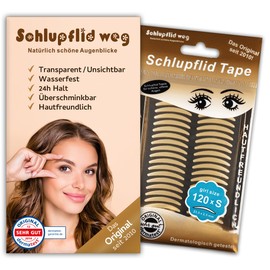 SCHLUPFLID TAPE® "girl size" (S) - Augenlidliftig ohne OP [120 Stück], Schlupflid Streifen für schöne offene Augen, Kleine Schönheitshelfer für hängende Augenlider - Augenlidklebeband …