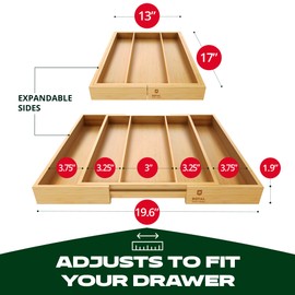 ROYAL CRAFT WOOD Bamboo Kitchen Drawer Organizer - Utensil Drawer Organizer