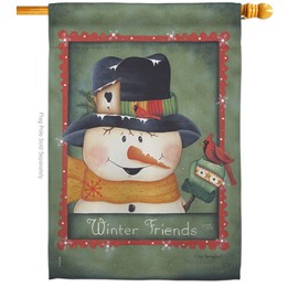 Breeze Decor H114092 Friends Winter Wonderland Decorative Vertical House Flag, 28" x 40", Multicolor