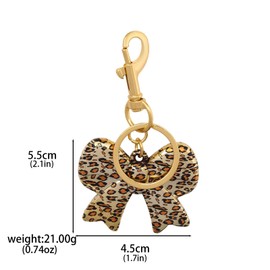 YURAOER Leopard Print Heart Bow Keychain, Cute Charm for Purse Handbags Backpacks, Y2K Style Gift for Women (bow gold)