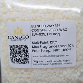 Candeo Candle Supply - BW-929 - All Natural Soy Container Candle Wax - 1lb Bag