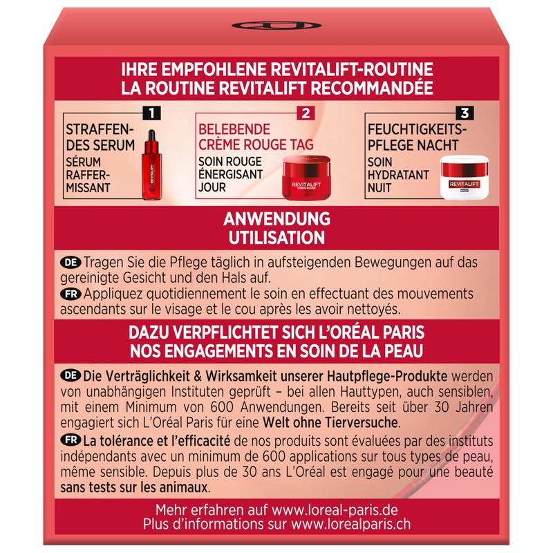 L'Oréal Paris Revitalift Invigorating Crème Rouge Day Cream with Red