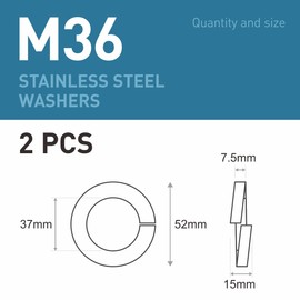 BOUMVID Pack of 2 spring washers M36, spring washer shape B according to spring ring, smooth, 304 stainless steel, DIN 127 A2 V2A, spiral spring washers, spring washers, snap ring washers