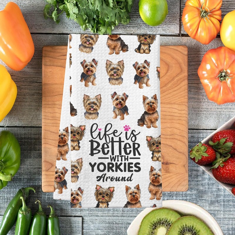 PXTIDY Küchentuch mit Yorkshire Terrier, Motiv: "Life Is Better With
