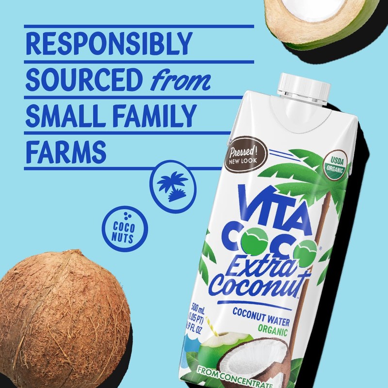 Vita Coco Organic Coconut Water, Pressed, More "Coconutty" Flavor, Natural