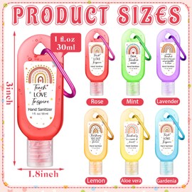 Sacubee 24 Packs Appreciation Teachers Hand Sanitizers Keychains Boho Rainbow Mini 1oz Travel Size Hand Sanitizer Bulk Appreciation Gifts for Teacher's Day Christmas Employees Women Gift