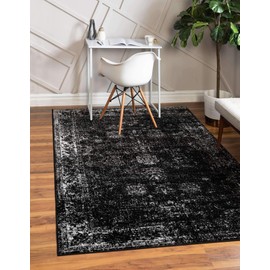 Unique Loom Sofia Collection Traditional Vintage Area Rug, 8' x 11', Black/Ivory