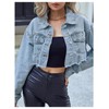 WDIRARA Women's Button Front Drop Shoulder Crop Denim Jackets Collar