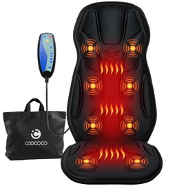 CooCoCo Vibration Back Massager with Heat, Massage Chair Pad with Carry Bag