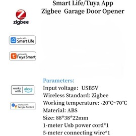 Easy Installation|Hucaoe Zigbee 5V Smart Garage Door Opener Controller| with Magnetic Sensor|Tuya/Smart Life App Control|Compatible with Alexa Echo| Google Home| (Requires Tuya Hub)