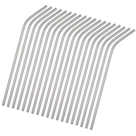 Reusable Metal Bent Straws 50-Pack in Bulk. 215mm/8.5 Inch Stainless Steel Drinking Straws in Bulk for Wholesale.Curved Straws for 20oz Tumblers Yeti (Silver All Bent 50pcs-8.5")