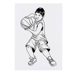 'Basket Ball Boy' Temporary Tattoo - Water Resistant, Skin-Safe, Non-Toxic Transfer (TO00069267)