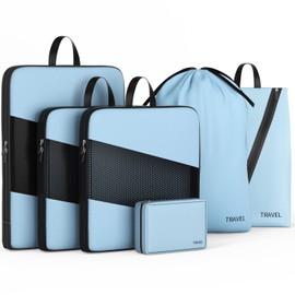 UNTIFUL 6 Set Travel Organizer Cubes for Travel Essentials Compression Packing Cubes for Suitcases Steel Black Blue