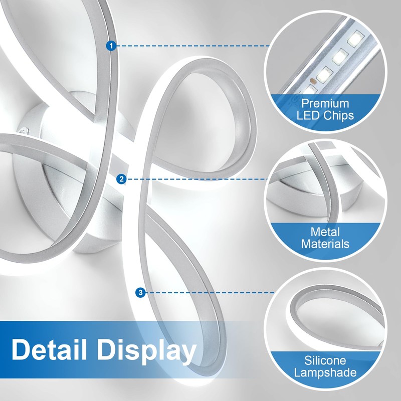 Dorlink Ceiling Lights, Silver Flower Ceiling Light 30W, Creative Flower