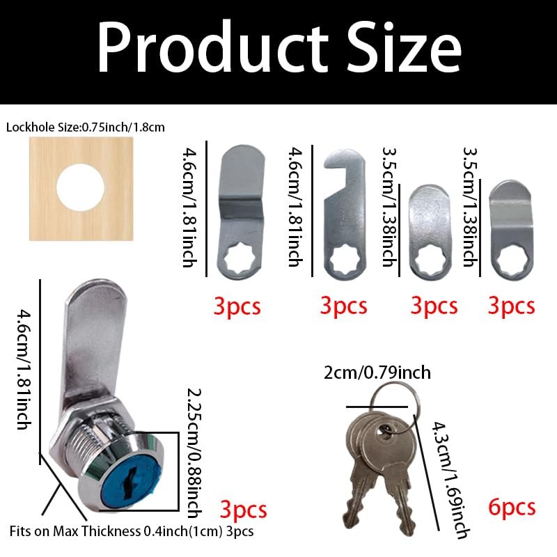 3 PCS Mailbox Locks – Security Cam & Lever Locks