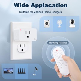 HOMATTER Remote Control Outlet Plug, Remote Light Switches Wireless, Remote Outlet Switch Kit for Household Appliances, FCC Certified, 15A/1800W, 100FT Range, 1 Remote and 3 Outlets