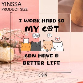 Cute Cat Home Office Decor For Women Men Gifts For Cat Lovers Funny Cats Desk Accessories Acrylic Plaque I Work Hard So My Cat Can Have A Better Life