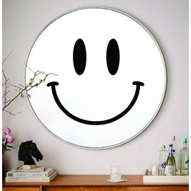 Smiley Face for Mirror V1 Wall Decal Art Sticker Vinyl Home Decor Bedroom Girls Women Daughter Makeup Lashes Brows Beauty Vanity Cute Trendy Smile Happy Aesthetic (22" width x 19" height)