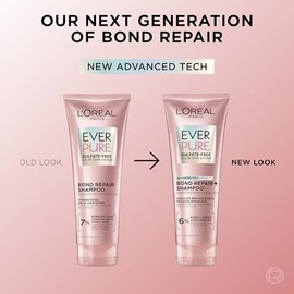L'Oreal Paris, Shampoo Con Tecnología Bonding Ever Pure Bond Fortalece Tu Pelo Por Dentro Y Por Fuera Para Todo Tipo De Pelo Teñido Sin Sulfatos, 200M