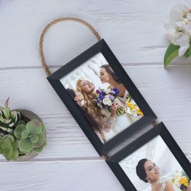 Lavezee 4x6 Collage Picture Frames for Wall Mount Set of 2, 8 Opening Vertical Frame Made to Display 4 by 6 Inch Photo for Wedding Birthday Valentine's Day Mother's Day