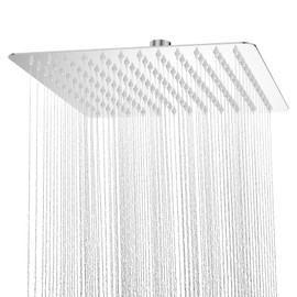 YEAUPE PRO Rain Shower 10 Inch - Square Shower Head Made of 304 Stainless Steel, High Pressure Shower Head with Self-Cleaning Nozzles, Ceiling Mounting, Chrome (25 x 25 cm)