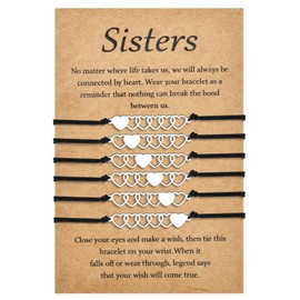 GBTBYS 6 Sisters Bracelets Jewelry Matching Heart Best Friend Friendship Bff Distance Bestie Bracelets Set Sisters Gifts from Sisters for 6 Big Middle Little Younger Sister Women Birthday Gifts