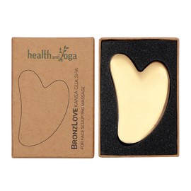 HealthAndYoga Ayurveda BronzLove Kansa Gua Sha Massage Tool WITH Beauty Face Oil - Soft Tissue Sculpting for Face & Neck, Scraping for Breaking Scar Tissue - Heart Shape Premium Bronze Beauty Tool
