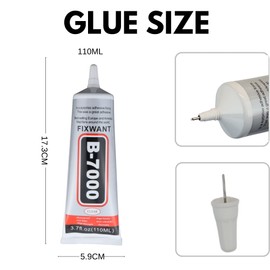 FIXWANT B-7000 Clear Glue for Rhinestones Crafts, Clothes Shoes Fabric, B7000 High Viscosity Glues for Cell Phone Screen Repair Jewelry Stone Metal Nail Art Glass (1x110ML/3.7fl.oz)