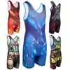 Wrestling Singlet por KO Deportes Gear: Azul Phoenix diseño, black