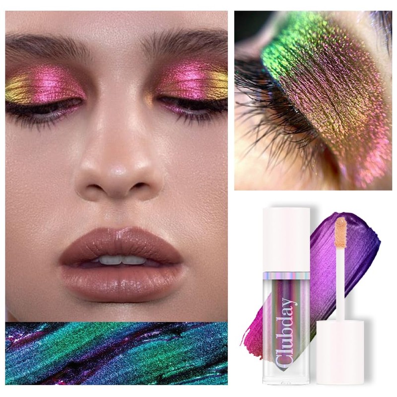 Metallic Liquid Chameleon Eyeshadow, Glitter Liquid Eyeshadow Multicolour Shifting, Multidimensional