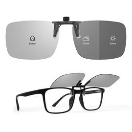 TEMSO Photochromic Clip On Sunglasses,Polarized Flip Up UV400 Protection Clip Over Sunglasses for Mens Womens,Clear Vision for Driving Fishing Golf Travel|Non Dark